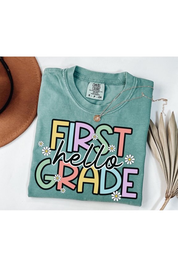 First Grade Teacher Shirt 1st Grade Team Tees Hello First Grade New Teacher Tshirt Gift fo