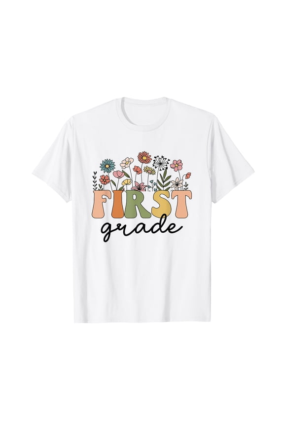 First Grade Teacher Wildflower Back to School Floral Outfits T-Shirt