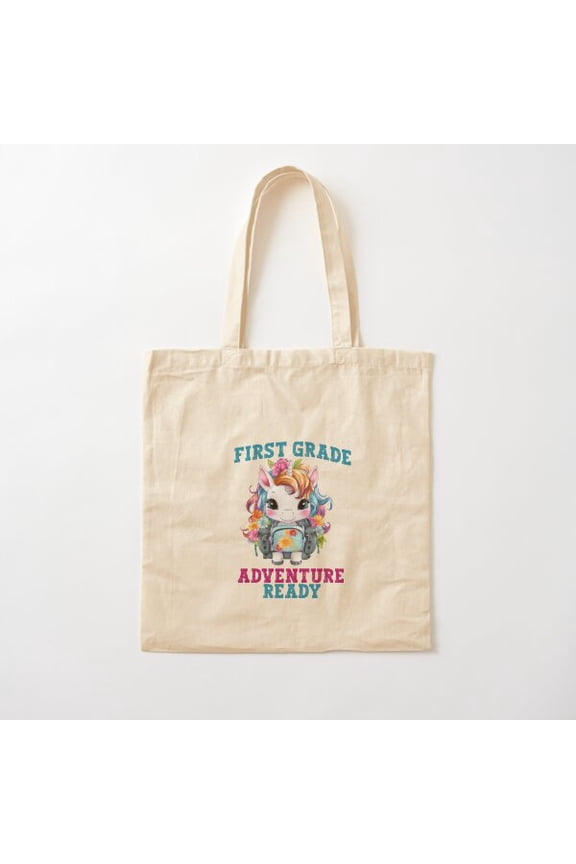 First Grade Unicorn; Adventure Ready Canvas Tote Bags, Reusable Shopping Bag