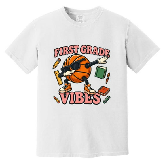 First Grade Vibes Funny Dabbing Basketball Back To School Comfort Color T-Shirt