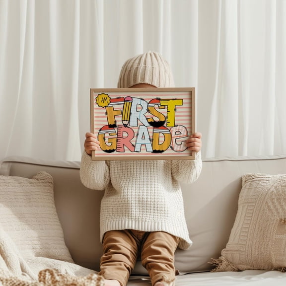 First Grade Wall Art, Back to School 1st Grade Sign, Kids Decor for Boys and Girls, Classroom Wall Art, Unframed Canvas 8x10in