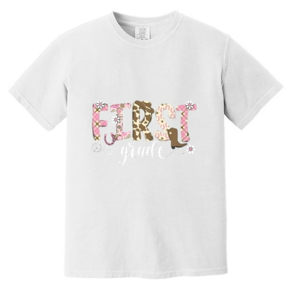 First Grade Western Flower Funny Teacher Cowgirls Cowboy Comfort Color T-Shirt