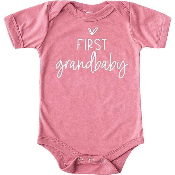 First Grandbaby Infant Photoshoot and Pregnancy Reveal Bodysuit Outfit White on Mauve Bodysuit 6 Months