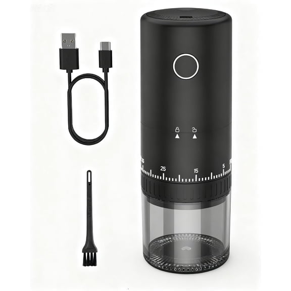 First Grind-While-Charging Rechargeable Coffee Grinder, 1.7X Faster Grinding with 38 External Adjustable Settings, Conical Ceramic Burrs & 2000mAh Battery, Portable for Travel, Camping, etc.