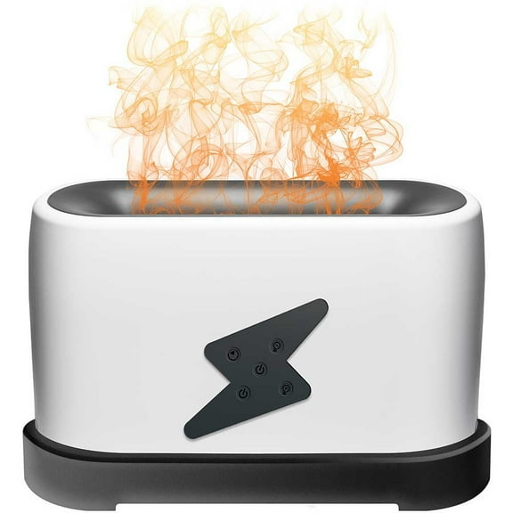 First Health Virtual Flame Humidifier and Aromatherapy Diffuser | Essential Oil Diffuser | 3 Light Modes, Remote Control | Mini Humidifier Aroma Diffuser | Sleep, Cough & Allergy Relief (White/Grey)