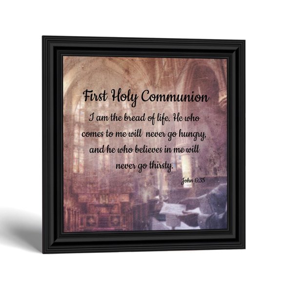 First Communion Picture Frame, Catholic Gifts, John 6:35 Verse