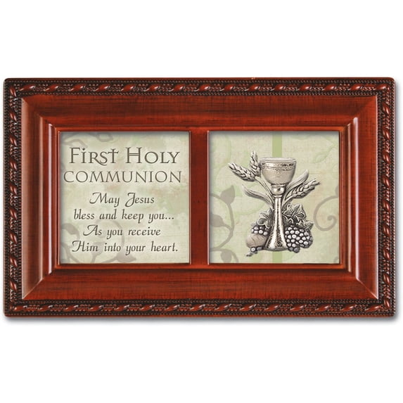 First Holy Communion Cottage Garden Inspirational Woodgrain Petite Music Box ...