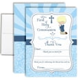 thumbnail image 1 of First Holy Communion (Light Skin, Blond Hair) Thank You Cards for Kids – 10 Cards with Envelopes – 4.5x5 Fill In the Blank Thank You Notes, Kids Birthday Party Stationery by Amanda Creation, 1 of 9