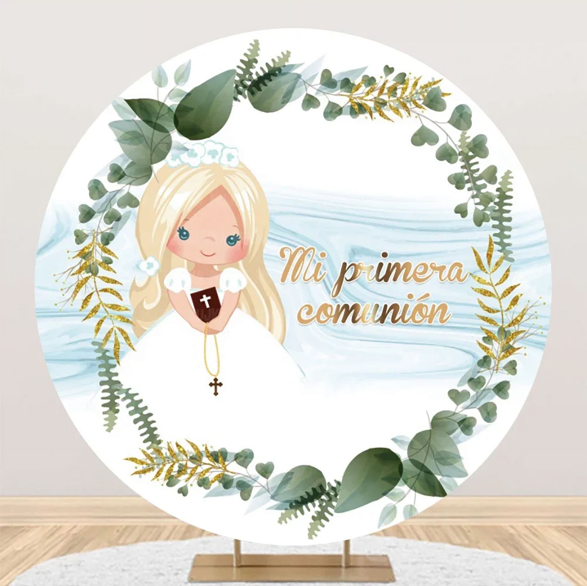 Beige My First Holy Communion Grail Baptism Backdrop