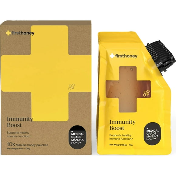First Honey Manuka Honey MGO 360+ Pouch, Medical Grade with Immune Support Properties, 17g, 10 Pack