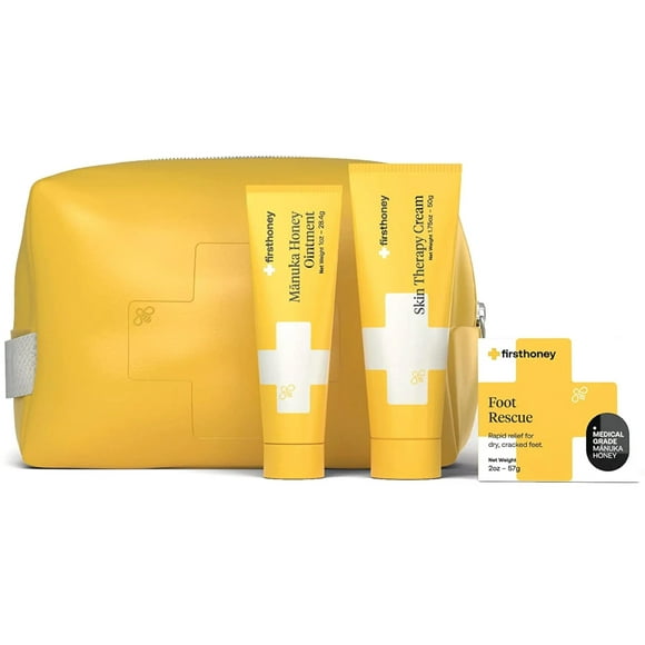 First Honey Skin Saviors 3 Pack Bundle, Manuka Honey Skin Healing Ointment and Creams