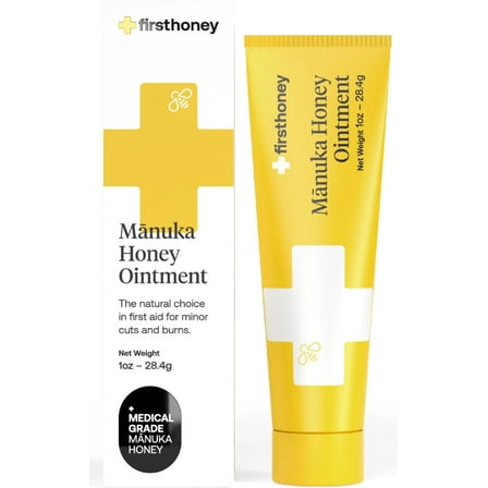 First Honey Sterile Manuka Honey Ointment, First Aid Wound Care, Pain Relief, Cuts and Burn Cream, 1.0 oz
