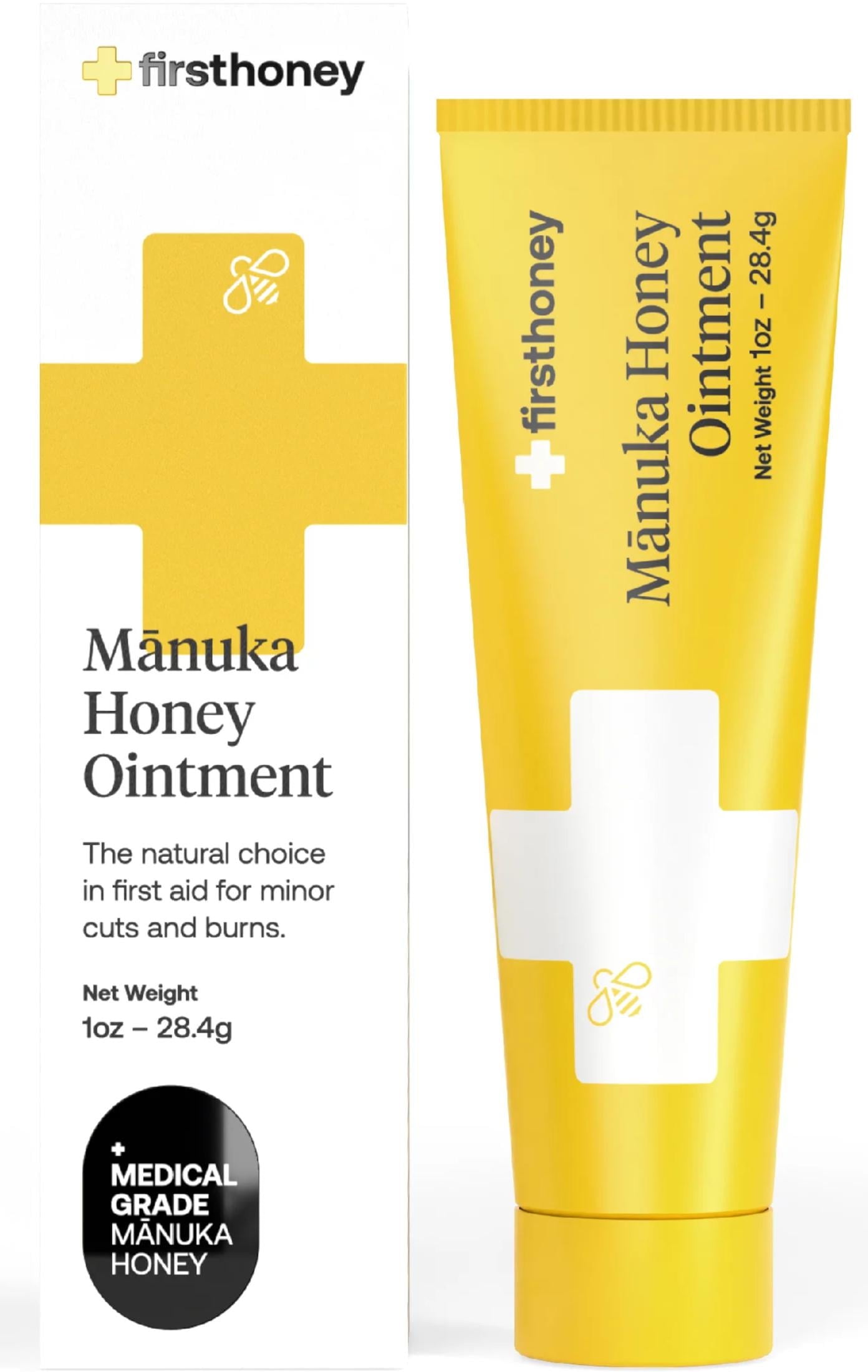 First Honey Sterile Manuka Honey Ointment, First Aid Wound Care, Pain Relief, Cuts and Burn Cream, 1.0 oz