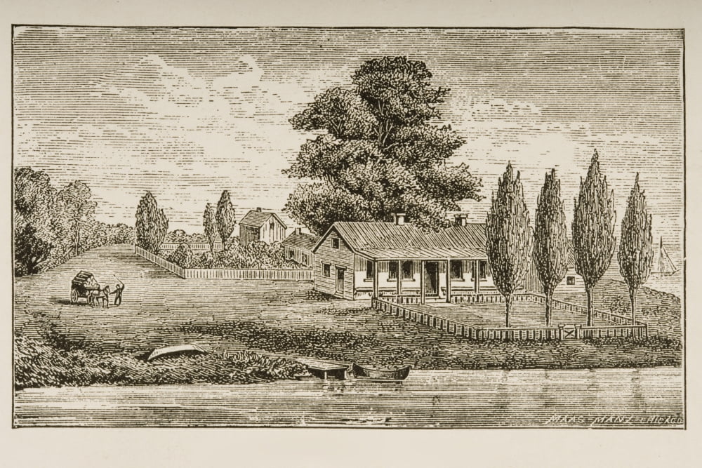 The First House Built In Chicago Illinois From American Pictures Drawn With Pen And Pencil By Rev Samuel Manning Circa 1880 Canvas Art - Ken Welsh Design Pics (17 x 11)