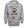 thumbnail image 1 of First I Coffee Then I Mom Beer Holder Tailgate Hoodie Sweatshirt Unisex Large Oxford, 1 of 4