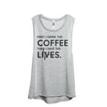 thumbnail image 1 of First I Drink The Coffee Then I Save The Lives Women's Fashion Sleeveless Muscle Workout Yoga Tank Top Sport Grey Small, 1 of 3