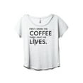 thumbnail image 1 of First I Drink The Coffee Then I Save The Lives Women's Fashion Slouchy Dolman T-Shirt Tee Heather White 2X-Large, 1 of 3