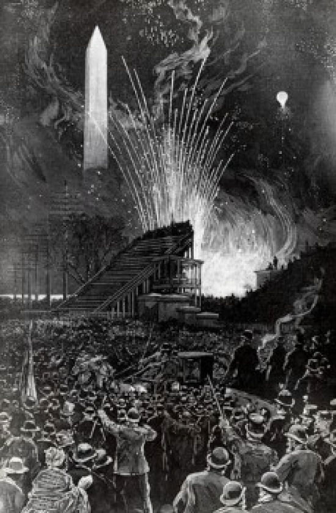 First Illumination Of National Monument On March 4 1885 Inauguration Of President Cleveland Artist Unknown Canvas Art -  (18 x 24)