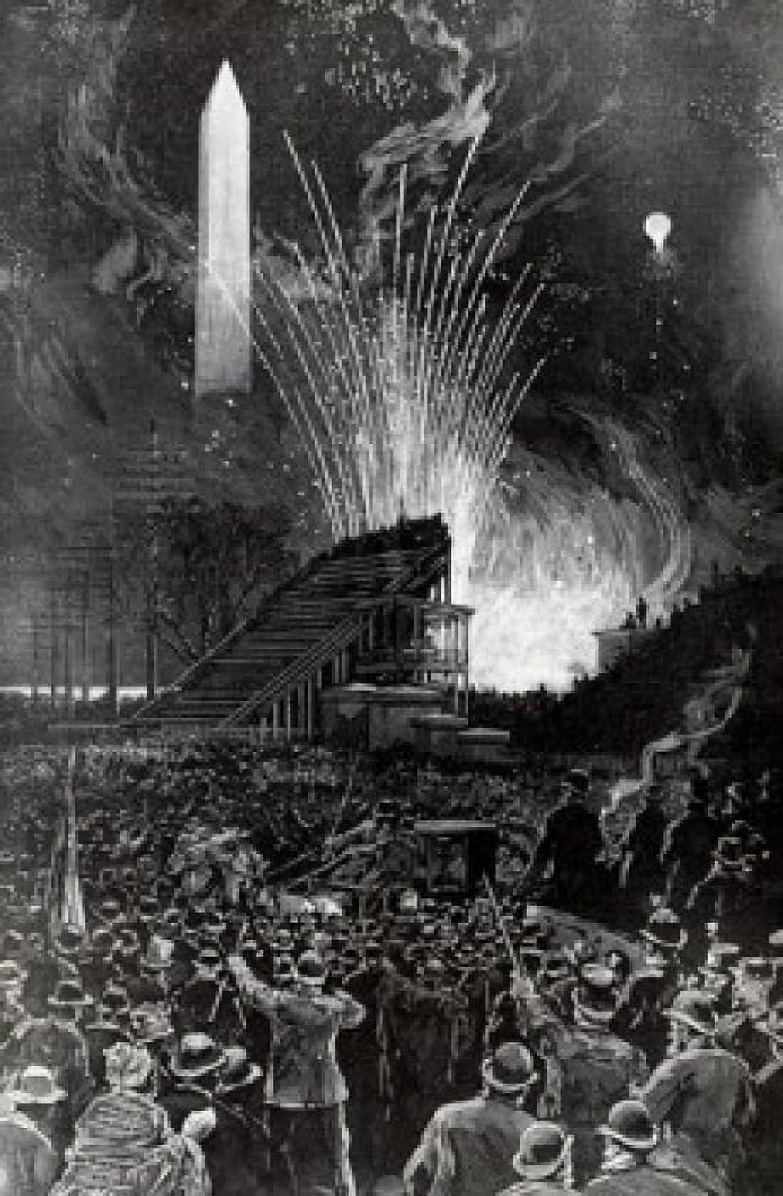 First Illumination Of National Monument On March 4 1885 Inauguration Of President Cleveland Artist Unknown Canvas Art -  (24 x 36)