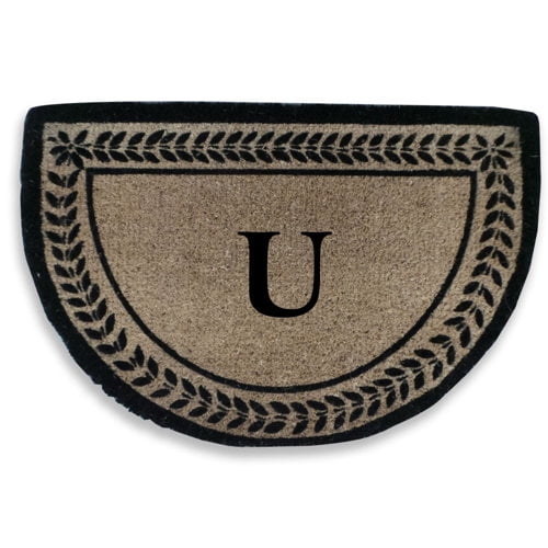 A1 Home Collections LLC Leaf Decorative Border Monogrammed Doormat