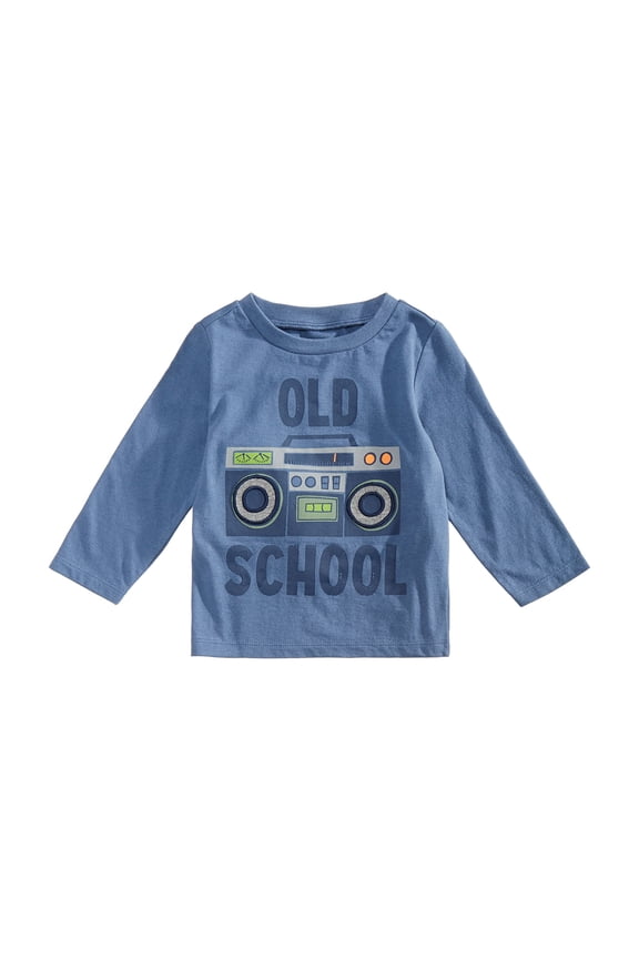 Baby Boys Cotton Long Sleeve Graphic Print T-Shirt Blue 6-9 Months