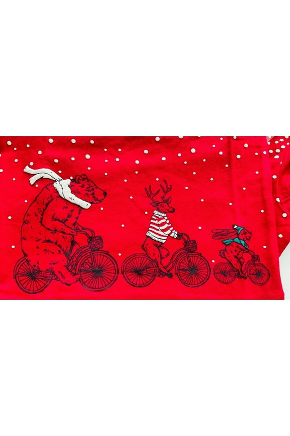 Baby Boys' Cycling Pals Shirt, Cherry Red, Holiday Christmas Collection