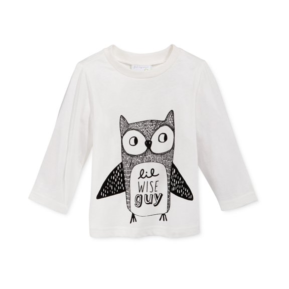 First Impressions Baby Boys Long-Sleeve Graphic lil wise guy Print T-Shirt 24M White