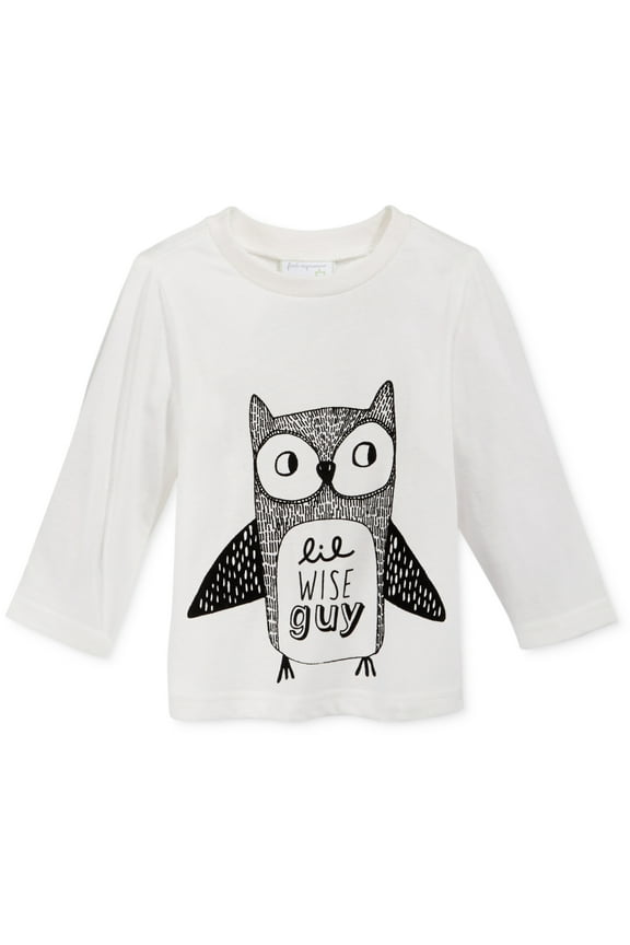 Baby Boys Long-Sleeve Graphic lil wise guy Print T-Shirt 24M White
