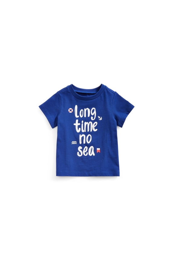 Baby Boys Long Time No Sea Cotton T-Shirt No Sea Cot Blue 18 months
