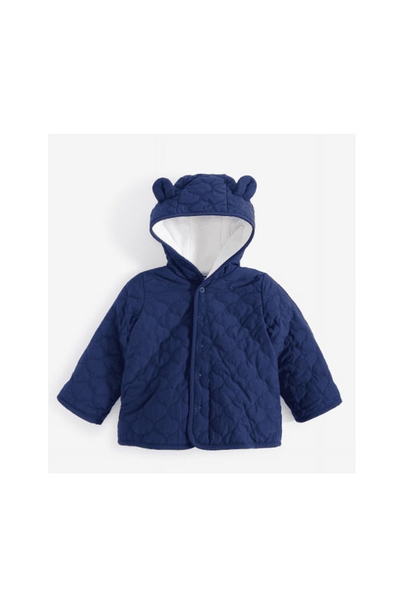 Baby Boys Quilted Micro-Fleece-Lined Hooded Jacket, Created for Macy's - Navy Sea