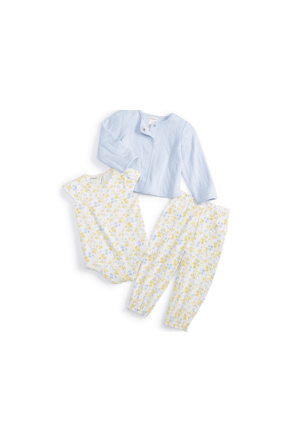Baby Girls Cardigan, Bodysuit and Pants, 3 Piece Set,