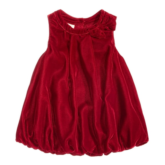 First Impressions Baby Girls Dark Velvet Bubble Dress (9-12 Months, Ruby)