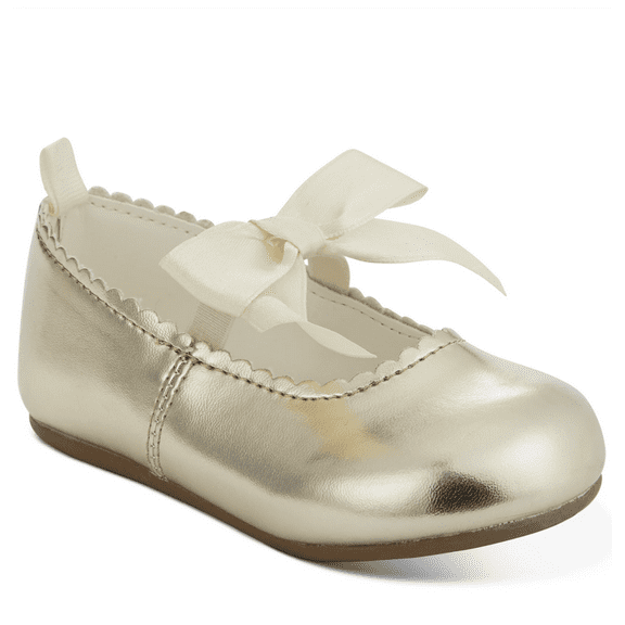 First Impressions Baby Girls Gold Scallop Walker Flat, Gold, 3