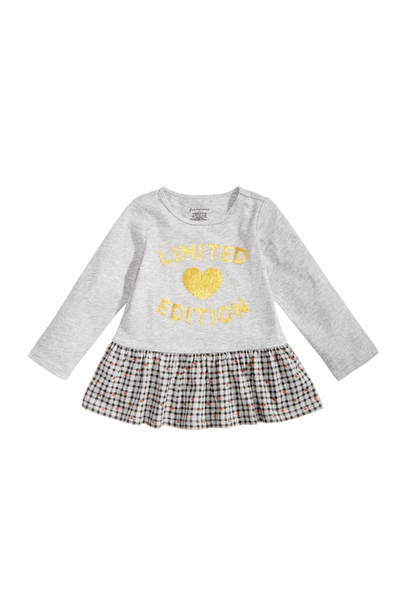Baby Girls Limited Edition Print Cotton Tunic Heather Charcoal 3-6 months