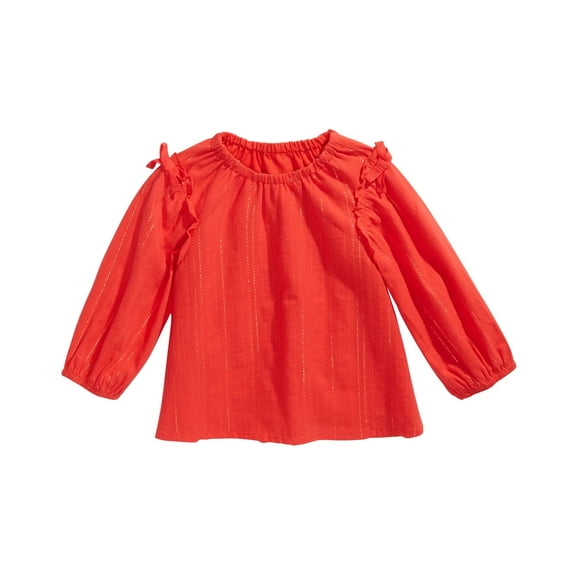 First Impressions Baby Girls Metallic Striped Bow Trim Top Red Size 18MOS