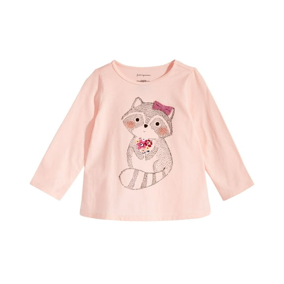 First Impressions Baby Girls Racoon-Print T-Shirt (Peachy Pink, 3-6 Months)