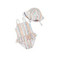 thumbnail image 1 of First Impressions Baby Girls Striped One Piece Swimsuit and Hat, 2 Piece Set, Upf 50,  Bright White, 1 of 3