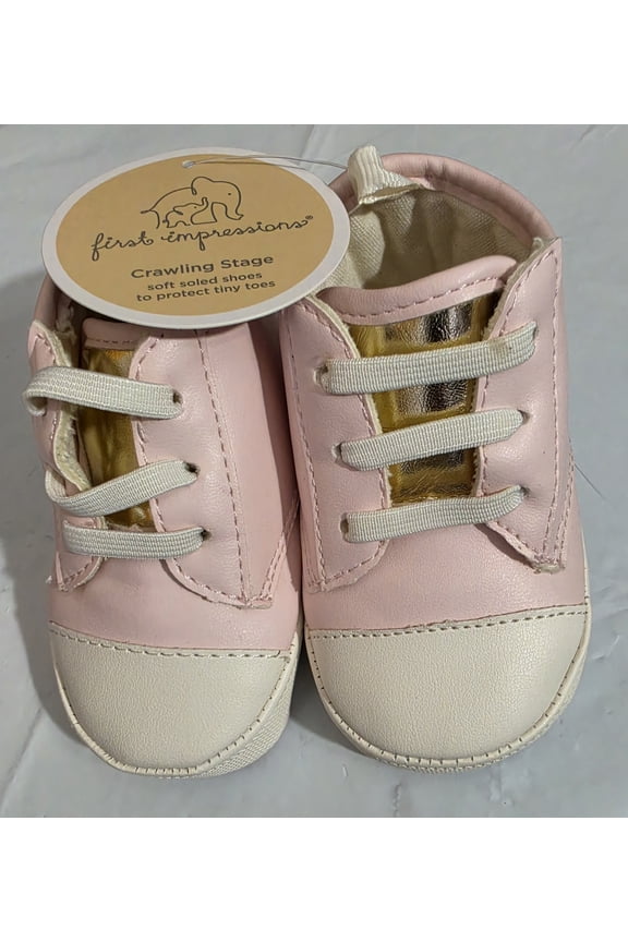 Baby's Crawling stage soft sole shoes Pink/white6 to 12 months