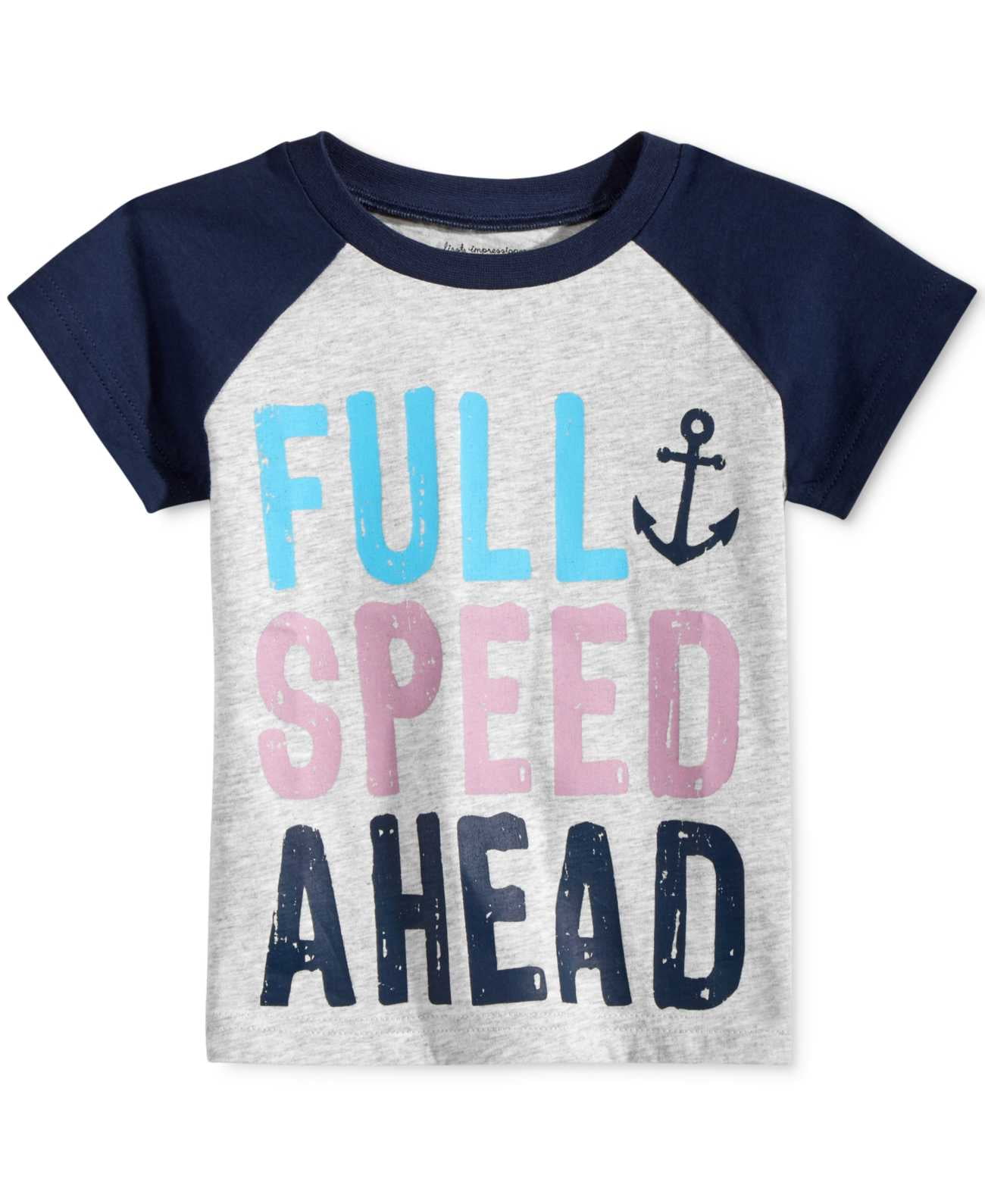 First Impressions Cotton Graphic-Print T-Shirt, Full Speed Ahead Baby Boys (Gray, 6-9 Months)