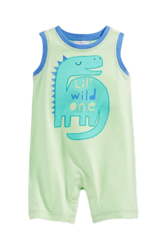 Infant Boy Green Lil Wild One Dino Romper Dinosaur 0-3m