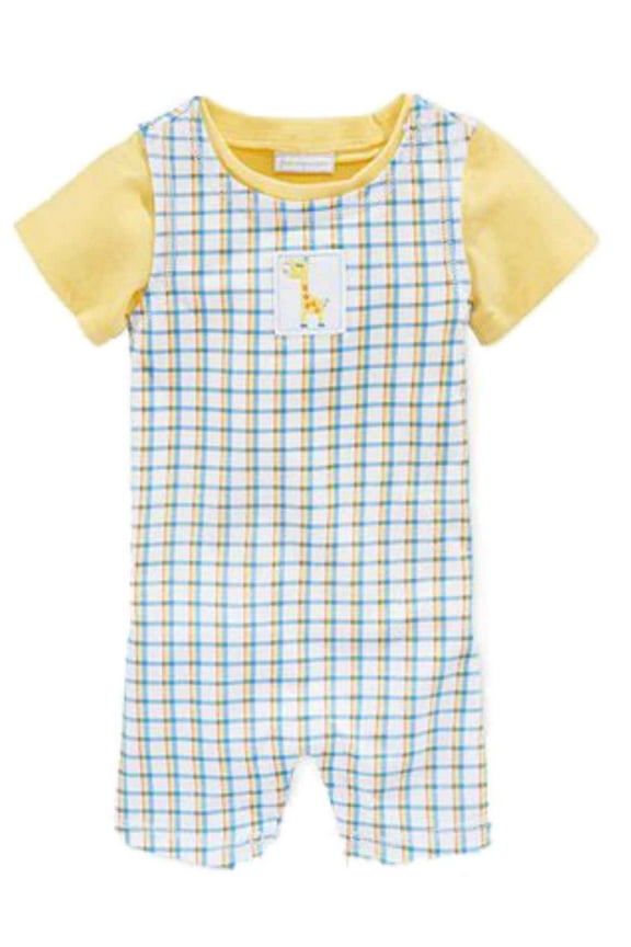 Infant Boys 2 Piece Yellow Shirt Giraffe Shortall Overall 0-3m