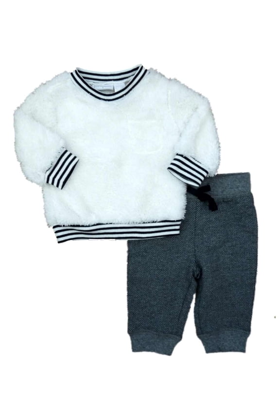 Infant Boys Fox Shirt Striped Pants Sweatsuit 2 Piece Set 12m