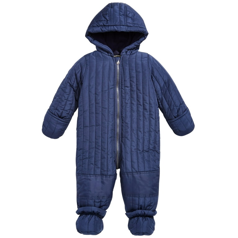 First Impressions Infant Boys Quilted Detachable Foot Snowsuit Infant Boy s Size 6 9 Months Blue