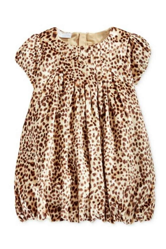 Infant Girls Brown Leopard Print Bubble Party Dress 3-6M