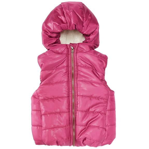 First Impressions Infant Girls Hooded Puffer Vest,Strawberry Fizz,18 Months
