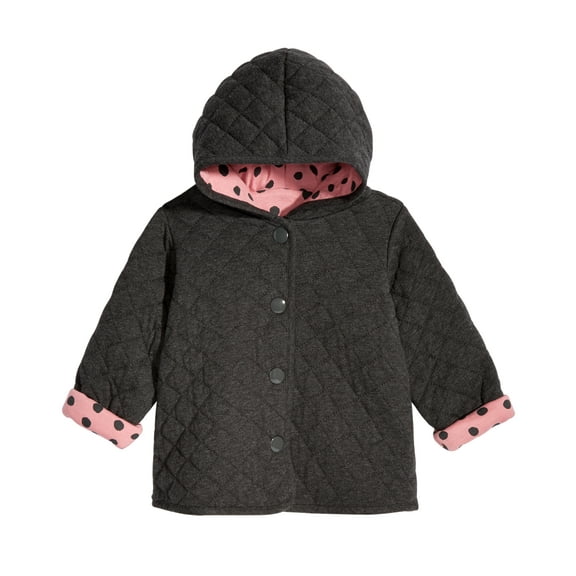 First Impressions Infant Girls Quilted Dot-Print Reversible Jacket,Foxglove,3-6 Months