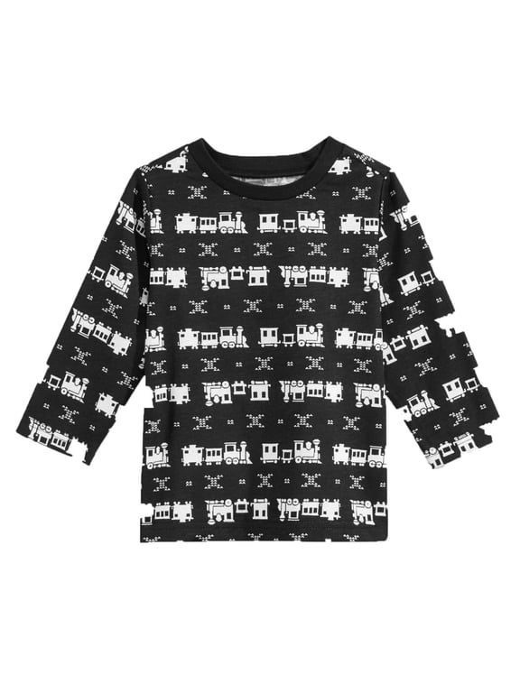 Long-Sleeve Graphic-Print T-Shirt, Baby Boys (Black, 12 Months)
