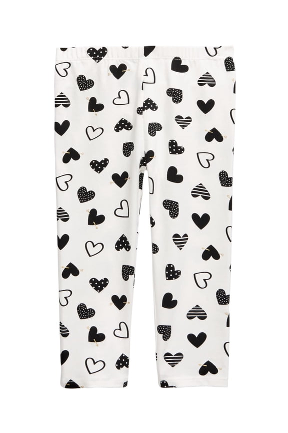 Toddler- Baby Girls Heart-Print Leggings, White, 3T