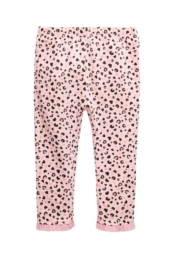 Toddler- Baby Girls Tulle-Hem Leggings, Pink, 3T