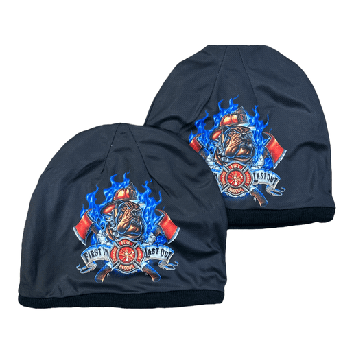 First In, Last Out Firefighter Beanie – Lined, Double-Sided Design